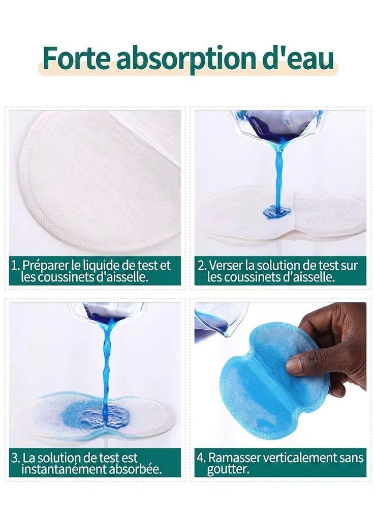 Test d'absorption : le coussinet retient le liquide sans goutter