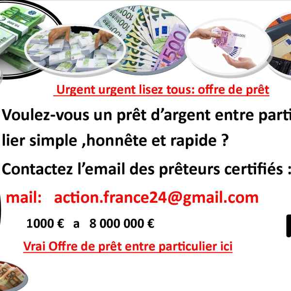 Offre de prêt Entre Particulier Sérieux en 72 Paris €