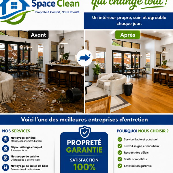 Service de nettoyage à domicile - Space Clean Brazzaville Togo