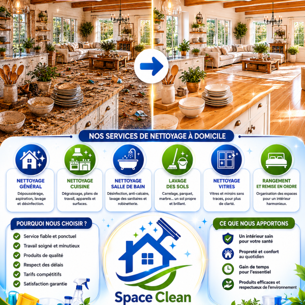 +22896922057Nettoyage à domicile - Space Clean Lomé FCFA