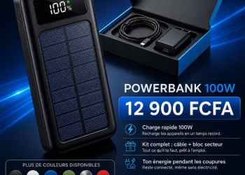 Powerbank Solaire Ultra-Rapide 100W avec Écran Pointe-Noire Congo Brazzaville